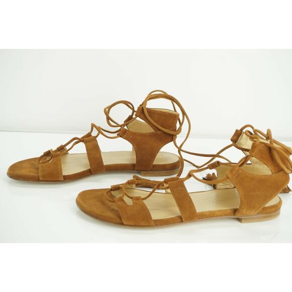 Stuart Weitzman The Romanflat Ankle Strap Flat Sandals Size 7 Gladiator $455 - Picture 3 of 12